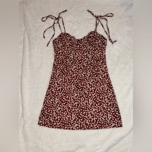 Burgundy White Flower Sundress